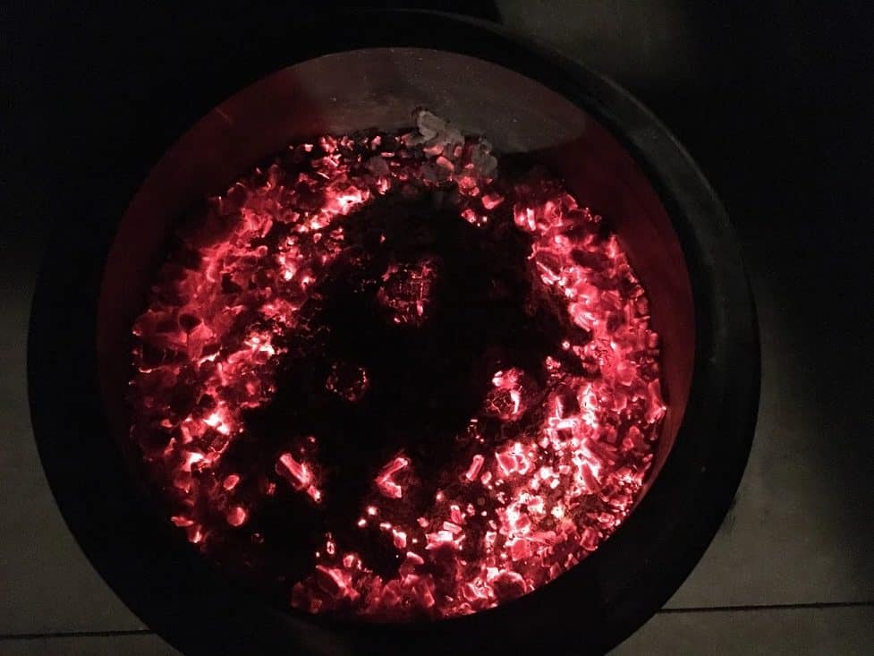 lookthrough coals and fire