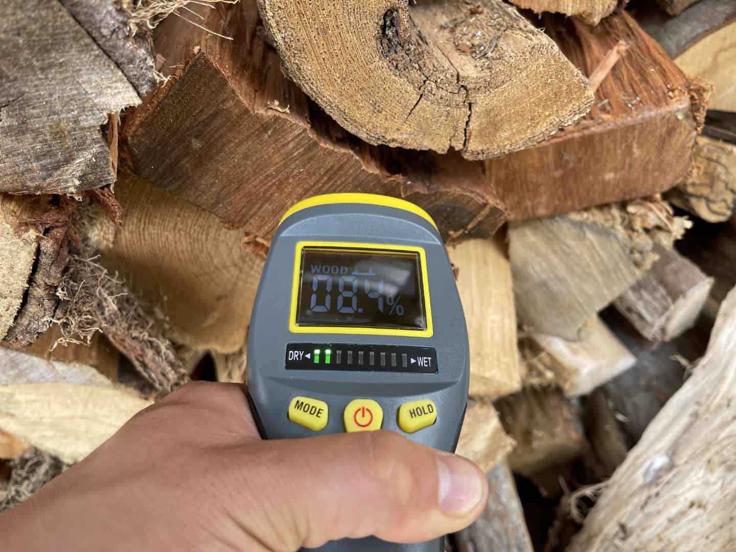 seasoned firewood with a low moisture content