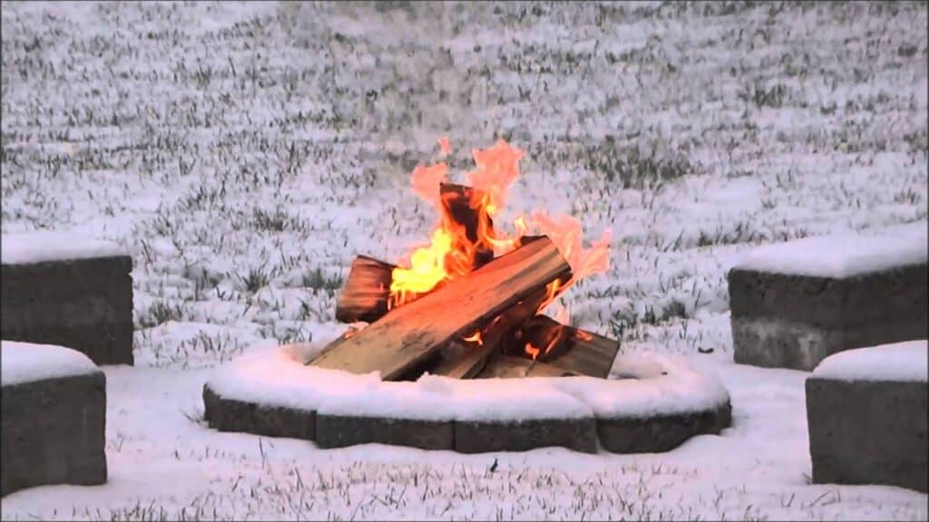 snow on fire pit