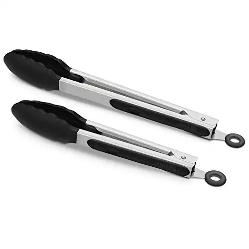 2 Pack Black Premium Silicone Kitchen Tongs | Amazon